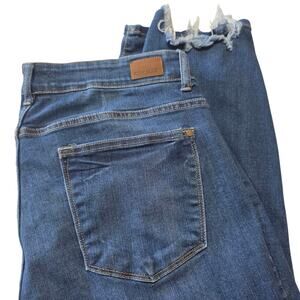 Judy Blue Jeans Womens Plus 20W Blue Denim High Rise Crop Raw Hem Distressed
